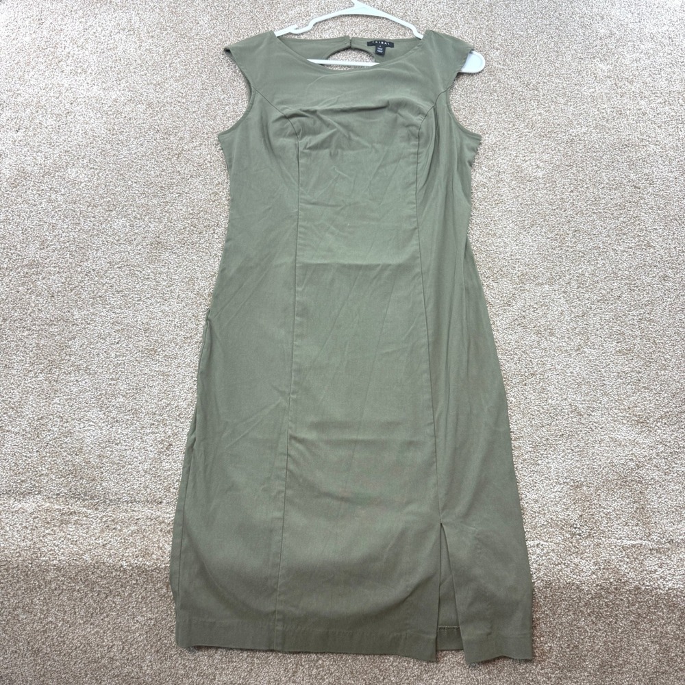 Tribal Women Olive Green Sleeveless Keyhole Back Sheath Dress 6 S Career Work
